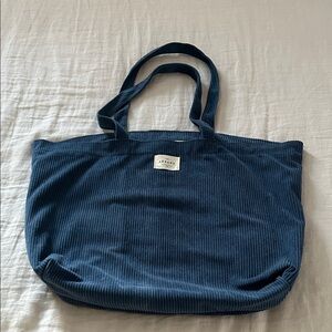 Sezane Deep Navy Corduroy Tote